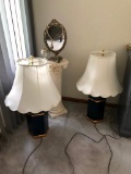 Two Lamps, Plant Stand and Mirror