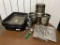 Kitchen Equipment, Bus Tubs, 3 1/3 Size Steam Pan Lids, 3 Soup Well Steam Pans, 2 Scoops, See note