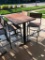 NIULINE Outdoor Patio Pub Table & 4 Chairs, Matching, Faux Wood & Steel, Table: 48in x 30in x 42in