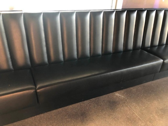 Restaurant Booth, Black Vinyl, 72in Wide, 42in Tall, 17in Seat Height, 26in Seat Depth