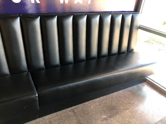 Restaurant Booth, Black Vinyl, 72in Wide, 42in Tall, 17in Seat Height, 26in Seat Depth