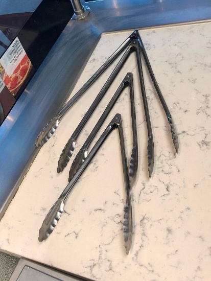 Lot of 4 NSF Stainless Steel Tongs