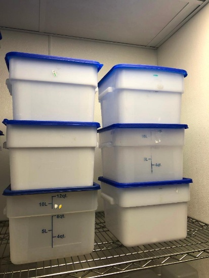 Lot of 6 12 Quart Food Containers w/ Lids