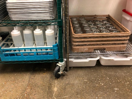 Rack of Glassware, Rack of Squeeze Bottles (Wine Tumblers & Beer Pint Glasses)