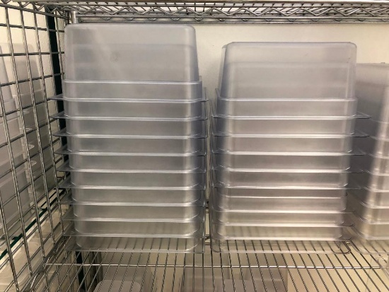 Lot of 19 Plastic Cold Table 1/2 Size Food Pans, 6in Deep, No Lids