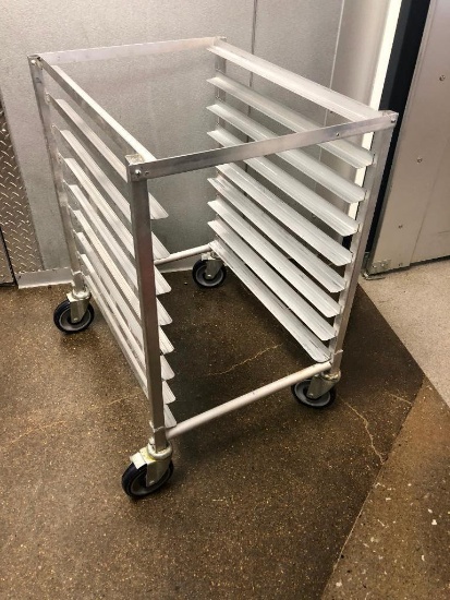 Rolling Sheet Pan Rack, Full Size, Holds 9 Full Size Sheet Pans, Aluminum, Smooth Casters, NSF