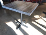 Restaurant Table, Laminate Wood Look Top, 30in x 24in x 31in Tall, Single Pedestal Base, NICE, Clean