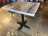 Restaurant Table, Laminate Wood Look Top, 30in x 24in x 31in Tall, Single Pedestal Base, NICE, Clean