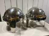 Lot of 2 Dome Chaffing Catering Serving Pieces (Interior Pans Not Included)