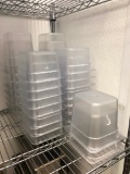 Lot of 34 Plastic Cold Table 1/6 Size Food Pans, (18) 6in, (16) 4in Deep, No Lids