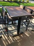 NIULINE Outdoor Patio Pub Table & 4 Chairs, Matching, Faux Wood & Steel, Table: 48in x 30in x 42in