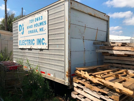 Storage Trailer, 14ft, Mfg. 1973, Has Running Gear, Scrap Value