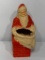 Early Paper Mache Santa Clause Planter, 10in, VG Condition