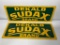 Lot of 2, DEKALB SUDAX BRAND Seed Corn Signs, Masonite, 30in x 11in ea, VG Condition
