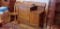 Anitque Oak Telephone 3 Drawer Buffet w/ Step Down Side Cabinet