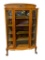 Antique Curved Glass China Cabinet or Bookcase, Oak, 62in x 42in x 18in