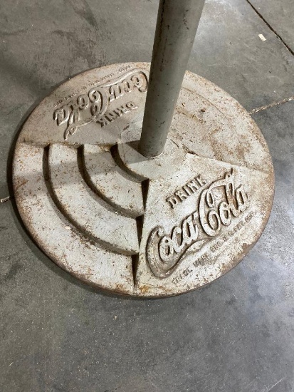 Cast Iron Coca-Cola Embossed Lollipop Sign Base and Pole