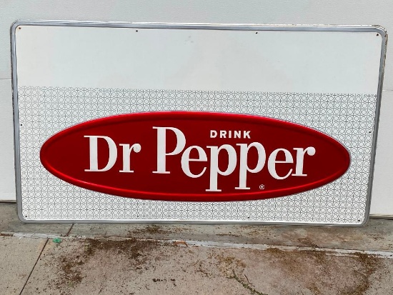 NOS Drink Dr. Pepper Tin Sign, Embossed