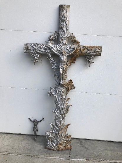 Early Cast Iron Graveyard Cross, Very Old and Ornate