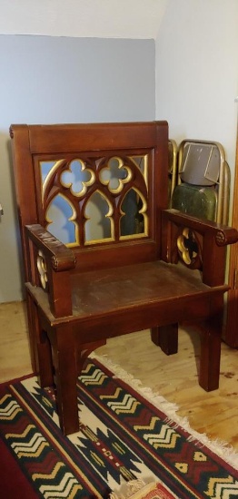 Unique Antique Oak Worship Chair