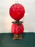 Cranberry Glass Kerosene Gone with the Wind Lamp