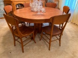 Antique Oak Table w/ Six Matching Chairs