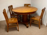 Antique Oak Table w/ Four Matching Chairs