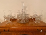 Antique Cabridge Glass Centerpiece and Candle Stick Sets