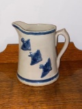 Early 9in Bluebird Stoneware Pitcher