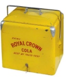 RC Cola Picnic Cooler, Embossed Metal Cooler - Progressive Refrigerator Co. VG Cond. 19in x 19in