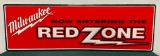 Milwaukee Tools Red Zone Embossed Tin Sign, 36in x 12in, SST