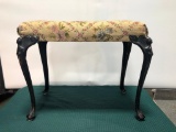 Art Nouveau Nude Goddess Bench with Cast Iron Legs, Upholsured Top