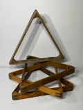 Lot of 4, Antique Billiards Racks, Pool Ball Triangle, Wooden and Brass