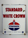 Standard White Crown Pump Plate, SSP, 15in x 12in, Standard Oil,