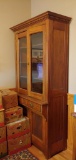 Early Pine Kitchen Cupboard with Two Upper Glass Doors & Lower Storage Area & Two Doors, Refinished