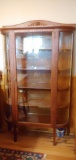 Antique Oak Curved Glass China Cabinet