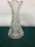 Antique Cut Glass Vase, 12in