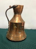 Very Early Primitive Solid Copper Antique Pitcher