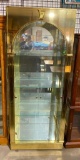 Brass and Glass Curio Cabinet, 83in x 34in x 20in, Lighted