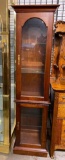 Vintage Glass and Wood Curio Cabinet, 72in x 20in x 14in