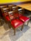 Lot of 6 Wooden Ladder Back Restaurant Chairs w/ Padded Red Vinyl Seat Cushions