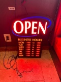 LED Open Sign w/ Days of Week Hours Listed