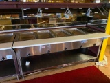 Advance Tabco Sealed Well Table, Rolling Electric Buffet w/ 5 Full Size Pan Heaters and Inserts,