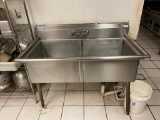 Two Compartment Deep Stainless Steel Sink, NSF 54in x 30in x 36in x 12in Deep, CLEAN