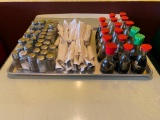 Sheet Pan w/ Salt & Pepper Shakers, Soy Sauce Dispensers & 29 Rolls of Silverware