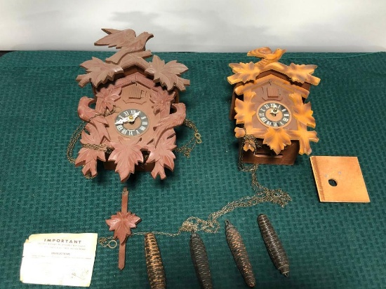 Lot of 2 Cuckoo Clocks w/ Weights