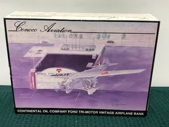 NOS NIB Continental Oil Company Ford Tri-Motor Vintage Die Cast Airplane Bank