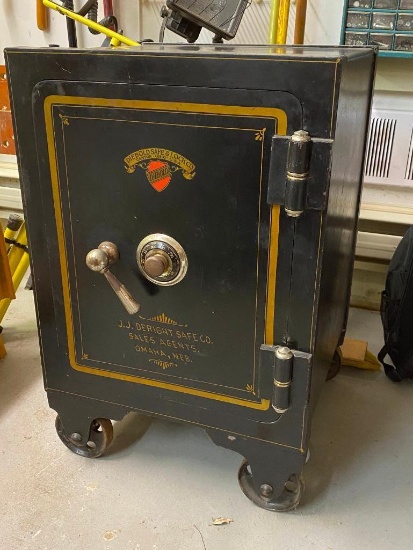 Antique Cast Iron Safe, Diebold Safe & Lock Co. Combination Safe. 20"x20"x24" Signed: J.J. Deright