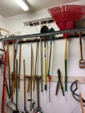 Lot of 25 Garden Tools, Pick Axe, Axe, Rakes Shovel, Tamper, Limp Saw, Edgers, Hedge Trimmers,