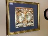 Framed Old Ancient World Map Gold Gilded 25